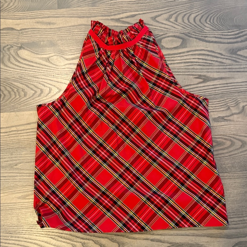 J. Crew Red Plaid Halter Top SZ S